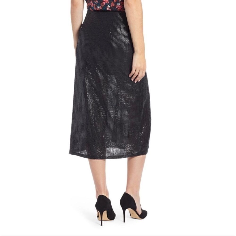 Nwt Something Navy Sequin Wrap Midipartyskirt - image 2